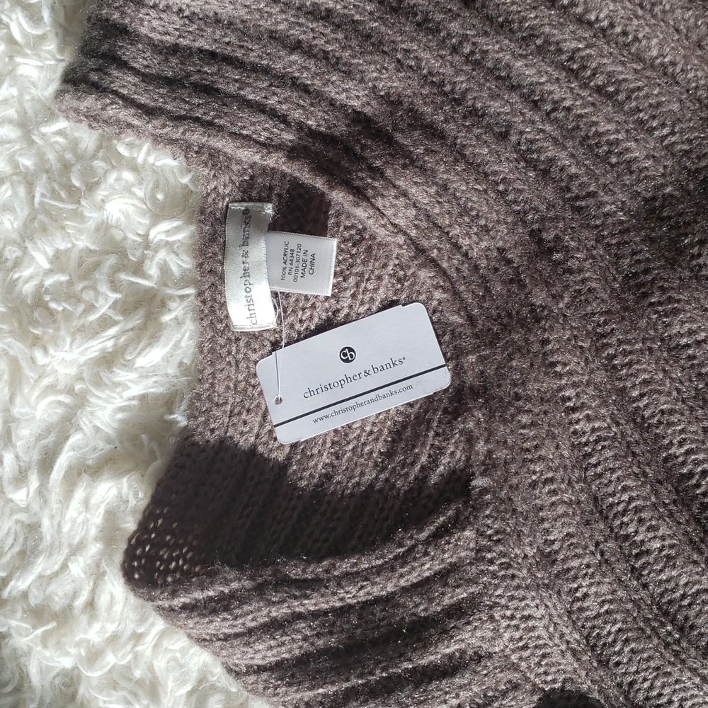 Christopher & Banks Poncho Taupe Gray /Tan OS - Picture 4 of 8